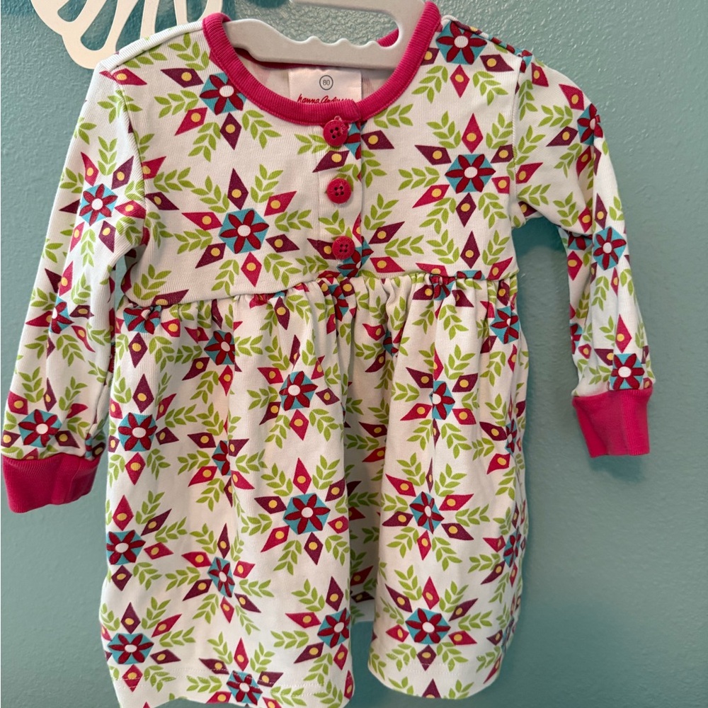 Hanna Anderson Floral Kids long sleeve dress - Pink, Green, and Red